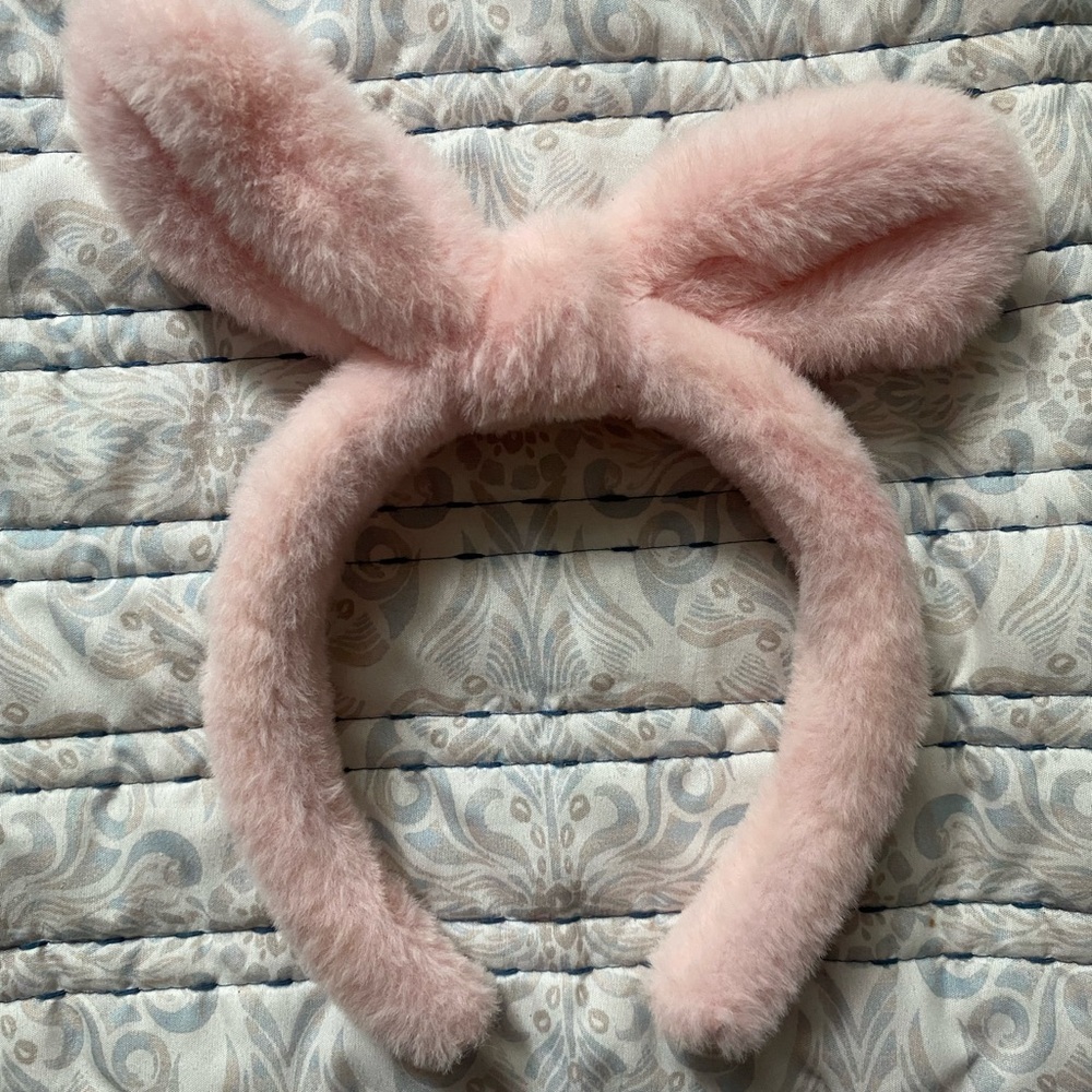 Fluffy Pink Bunny Ear Headband